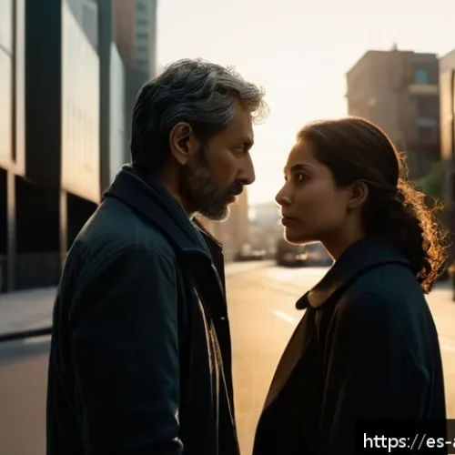 카사마츠 쇼 드라마 연출 참여 - A cinematic scene depicting a deeply emotional moment between two adult characters in a modern urban...