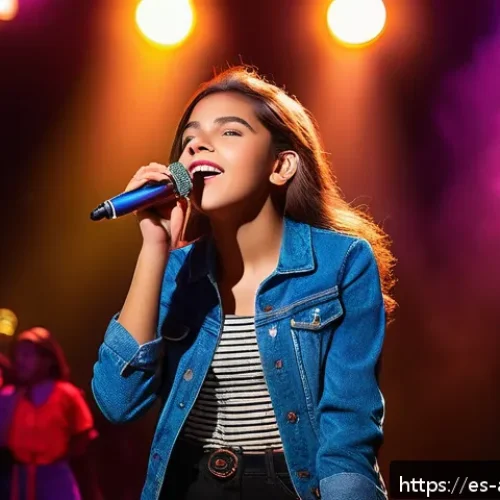 시라이시 마이 아이돌 경력 - A young female singer in her early teens wearing stylish casual clothing and light makeup, passionat...