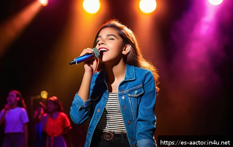 시라이시 마이 아이돌 경력 - A young female singer in her early teens wearing stylish casual clothing and light makeup, passionat...